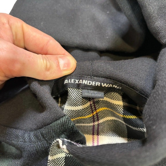 Alexander Wang Men’s Wool Plaid Tartan Patchwork Hooded Shirt Button Down Medium - Picture 4 of 10